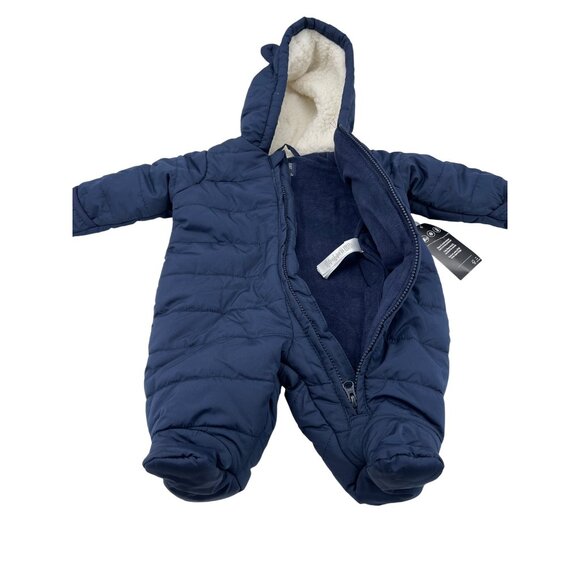 Infant Unisex Navy Blue Snow Pram 0-3 M By The Childrens Place Fleece Lined & In - Picture 7 of 8
